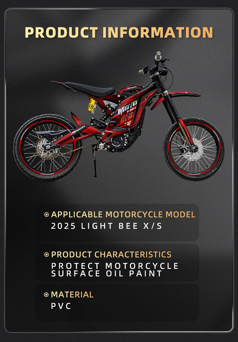 For 2025 Surron Light Bee X Motorcycle Full Body Graphic Decals.